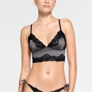 SKIMS Gunmetal Lace Cami Swim Top